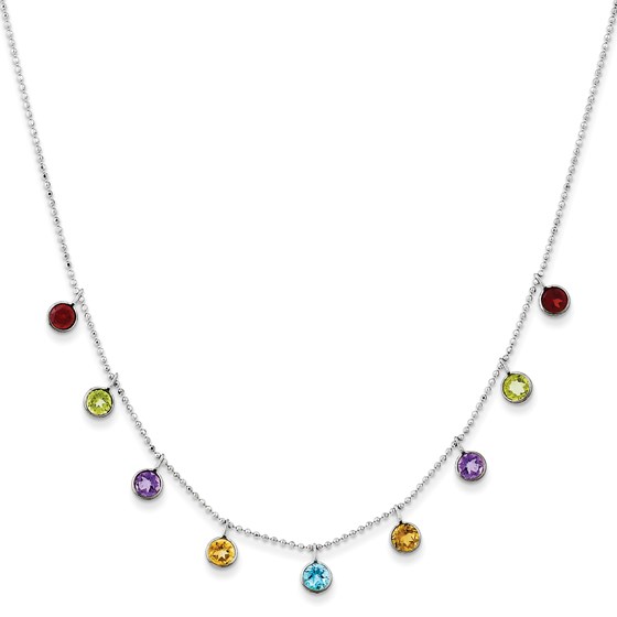 14k White Gold Multi-Color Gemstone Necklace 14k White Gold Multi-Color Gemstone Necklace